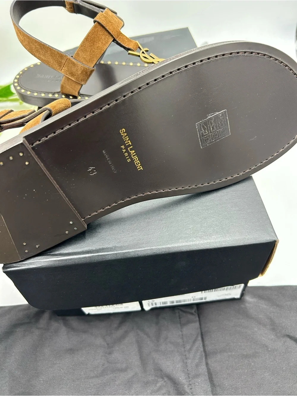 Men's Saint Laurent CASSANDRE YSL logo sandals size 43 made in Italy